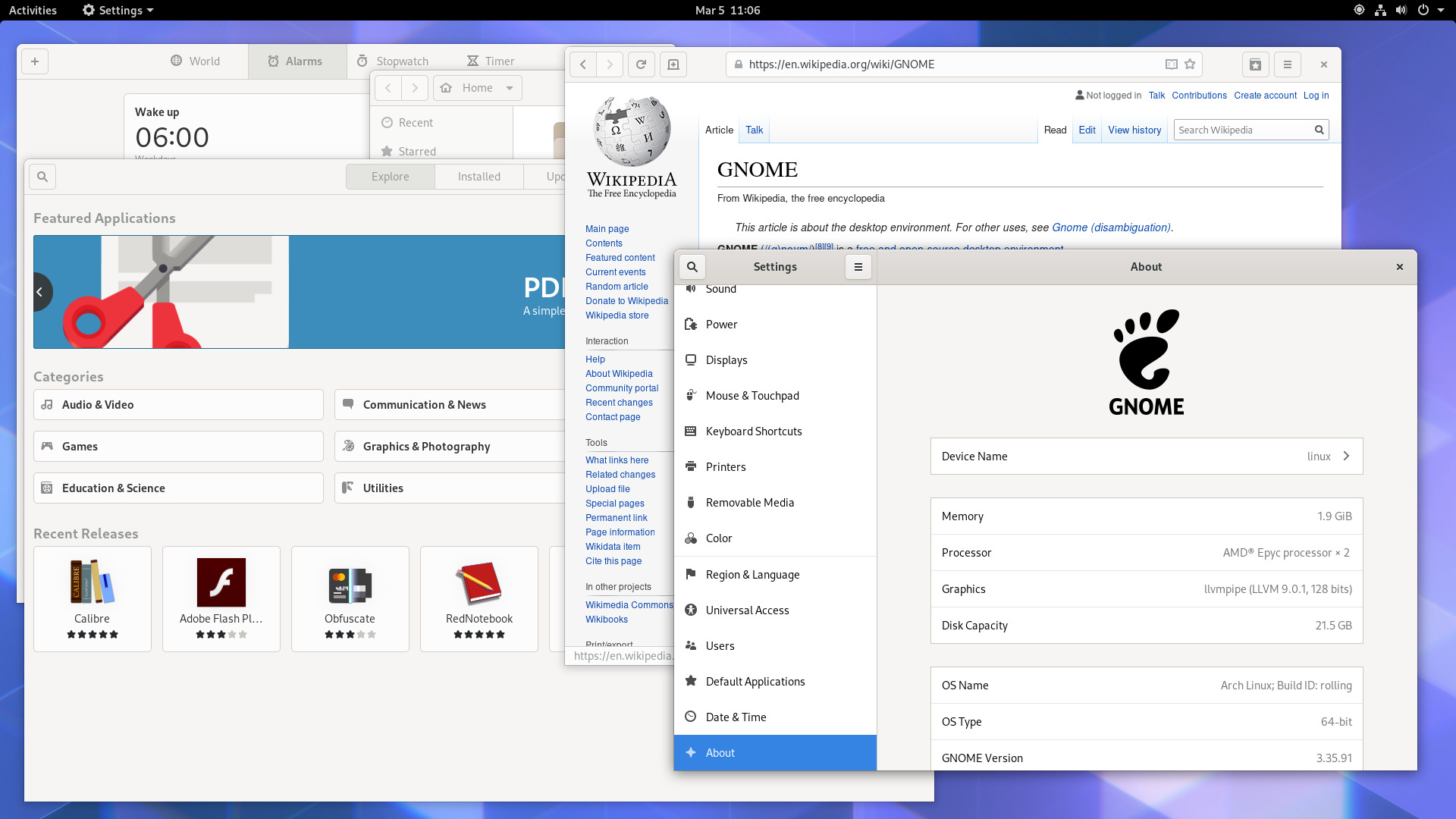GNOME 3.36 Desktop Preview
